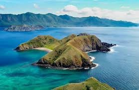 Bat Islands viewed from the sky over the Pacific Ocean off of the coast of Guanacaste